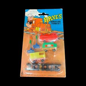 VINTAGE LARAMI POPEYE'S MINIATURE TOY TRAIN SET PLASTIC NOS NEW IN PACKAGE